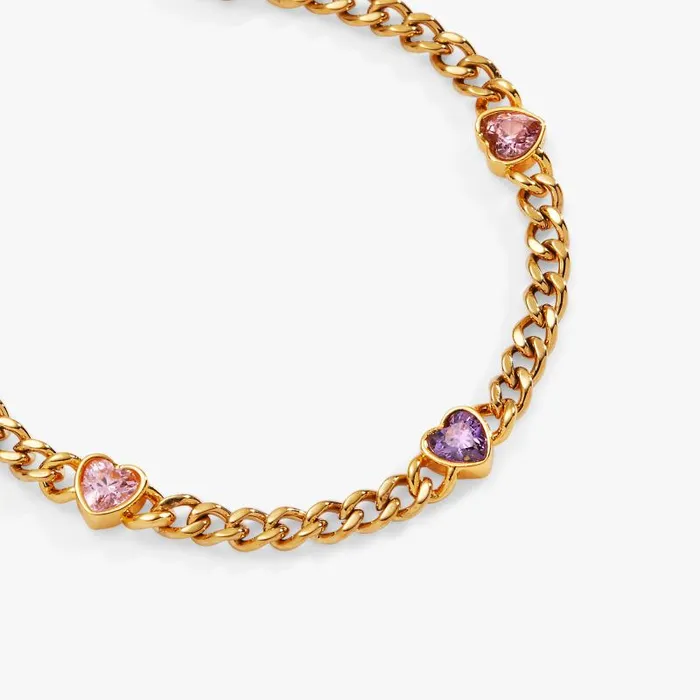 Bracelets Women Alex And Ani Heart Curb Chain Bracelet Stainless Steel Gold