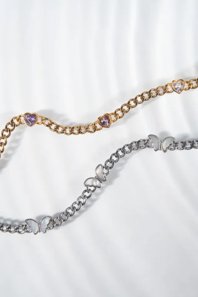 Bracelets Women Alex And Ani Heart Curb Chain Bracelet Stainless Steel Gold