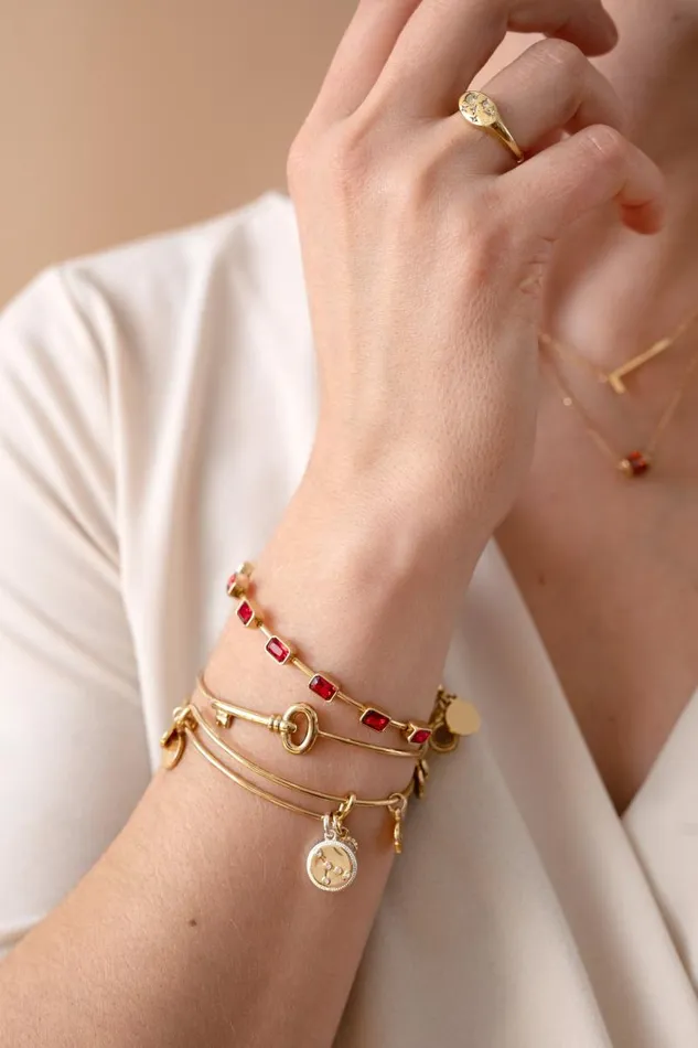Bracelets Women Alex And Ani July Birthstone Emerald Cut Bangle Gold