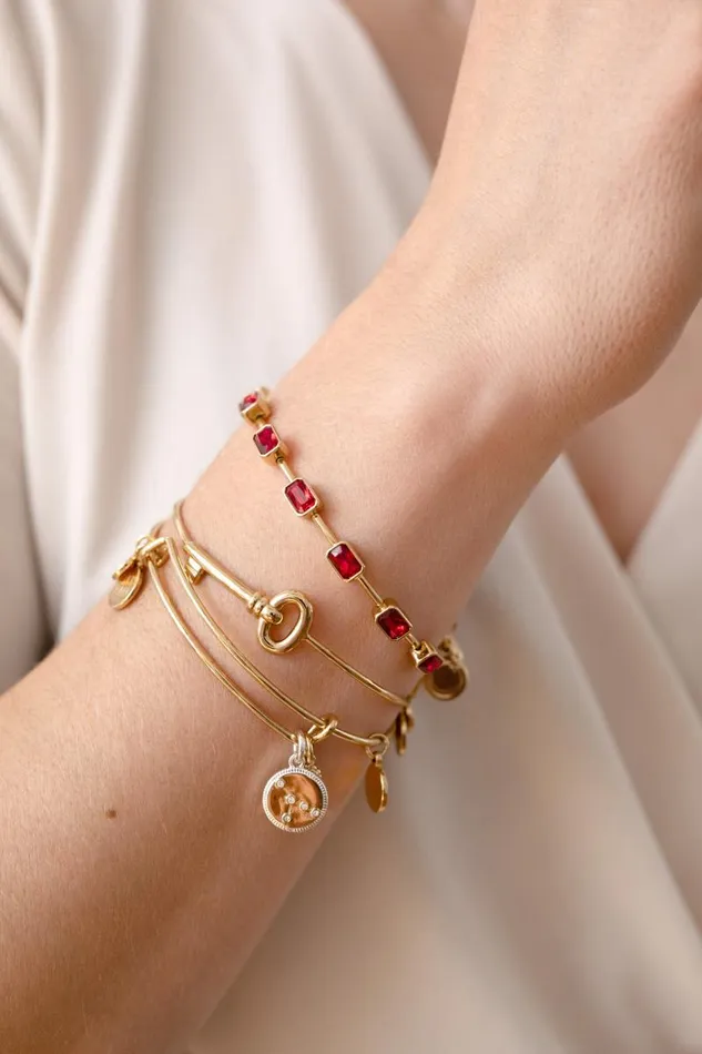 Bracelets Women Alex And Ani July Birthstone Emerald Cut Bangle Gold