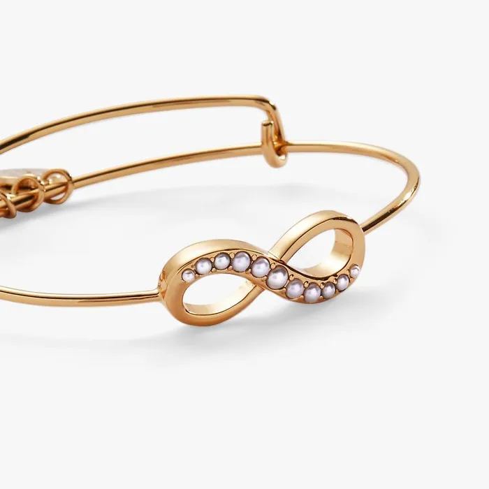 Bracelets Women Alex And Ani Pearl Infinity Inline Bangle Gold