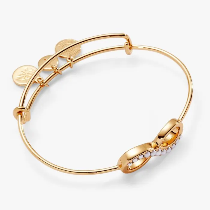 Bracelets Women Alex And Ani Pearl Infinity Inline Bangle Gold