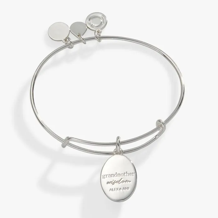 Bracelets Women Alex And Ani Printed Flower 039Grandmother039 Charm Bangle Silver