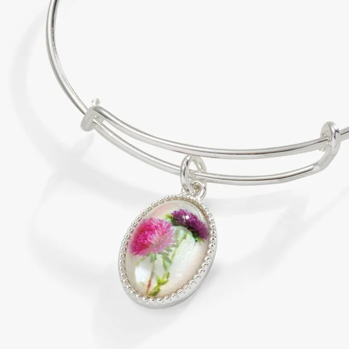 Bracelets Women Alex And Ani Printed Flower 039Grandmother039 Charm Bangle Silver