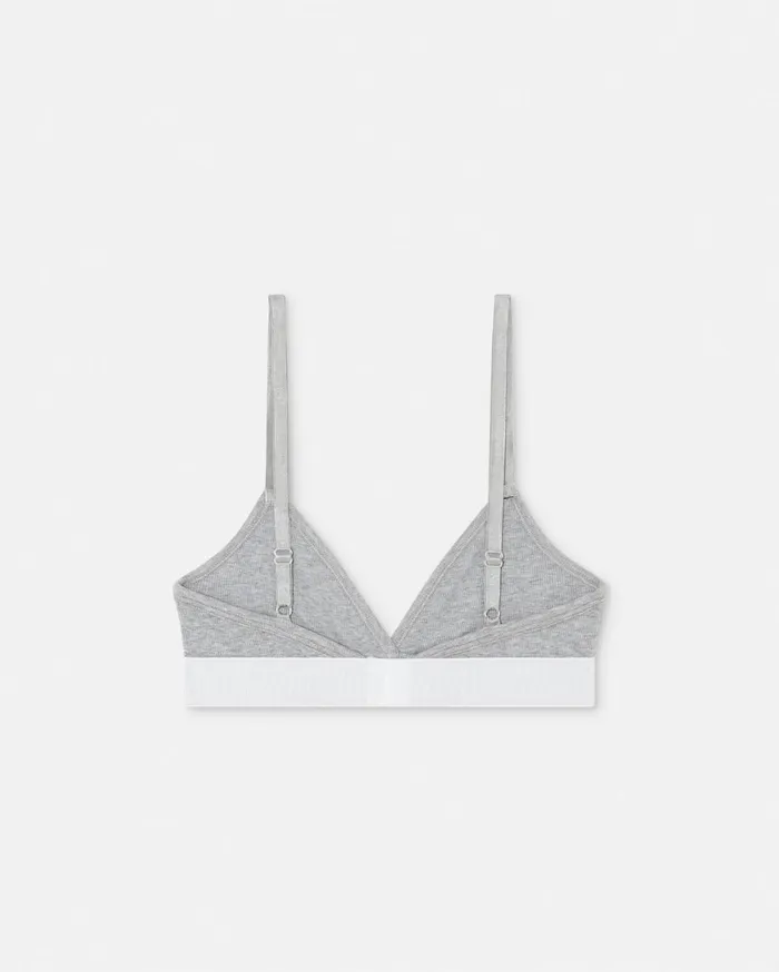 Bras and Briefs Women Versace 90s Vintage Logo Ribbed Bralette Gray