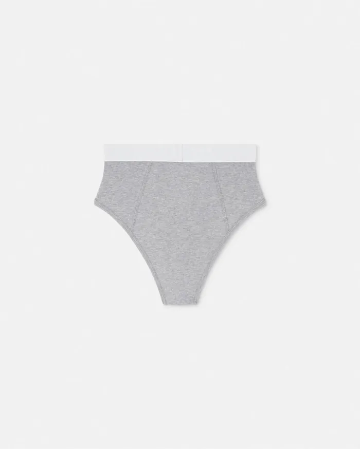 Bras and Briefs Women Versace 90s Vintage Logo Ribbed Briefs Gray