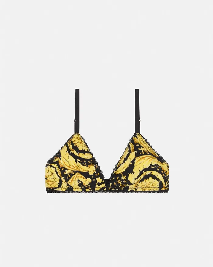 Bras and Briefs Women Versace Barocco Triangle Bralette Blackprint