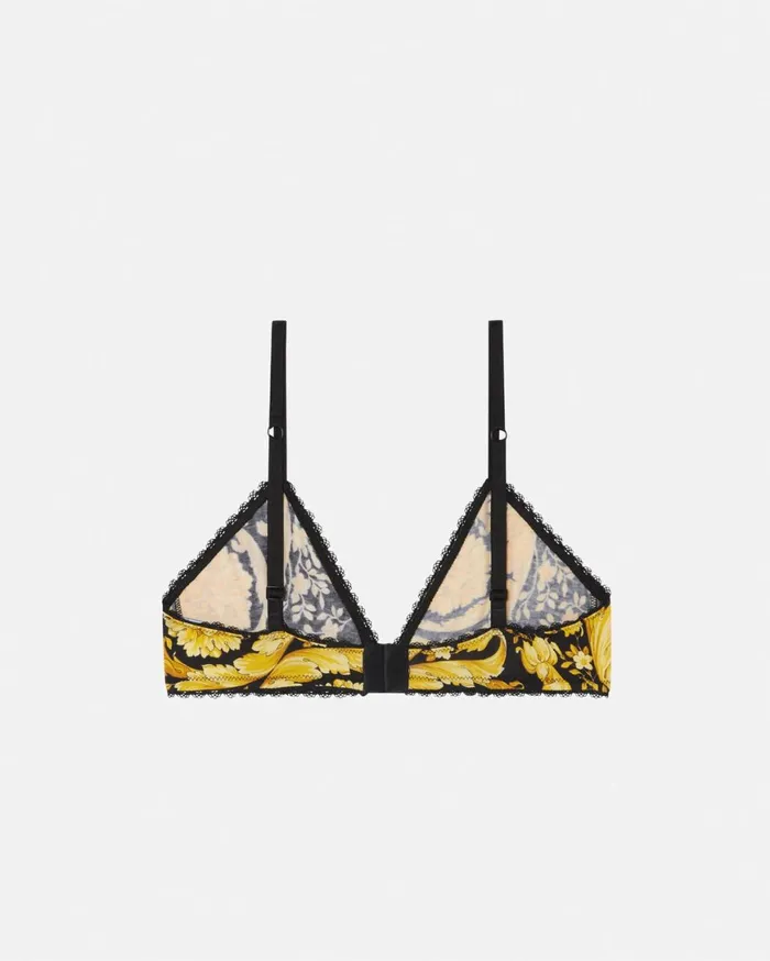 Bras and Briefs Women Versace Barocco Triangle Bralette Blackprint