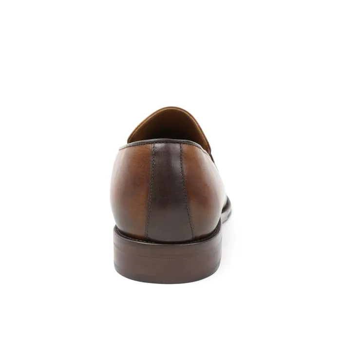 Bruno Magli Arezzo Burnished Penny Loafer 8211 CognacDark Brown Men Dress Shoes