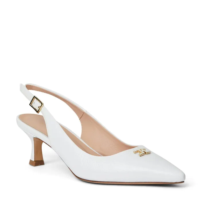 Bruno Magli FIONA Slingback Pump WHITE CRINKLED PATENT Women Pumps