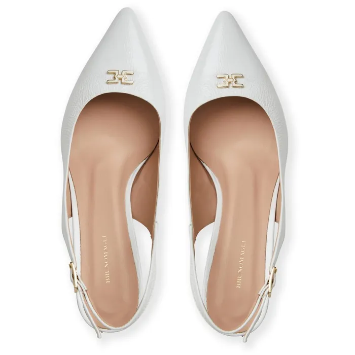 Bruno Magli FIONA Slingback Pump WHITE CRINKLED PATENT Women Pumps