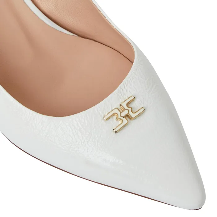 Bruno Magli FIONA Slingback Pump WHITE CRINKLED PATENT Women Pumps