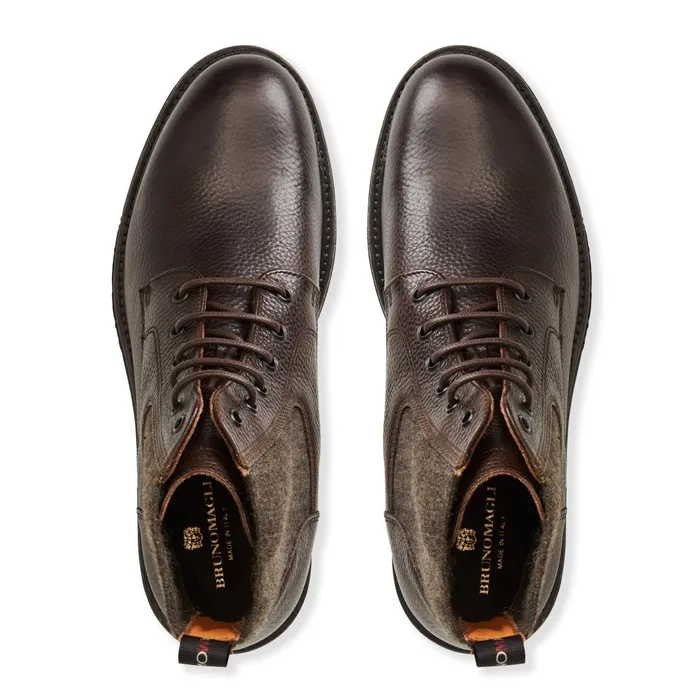 Bruno Magli Hunter Contemporary Lace Up Stretch Boot Dark Brown Men Boots