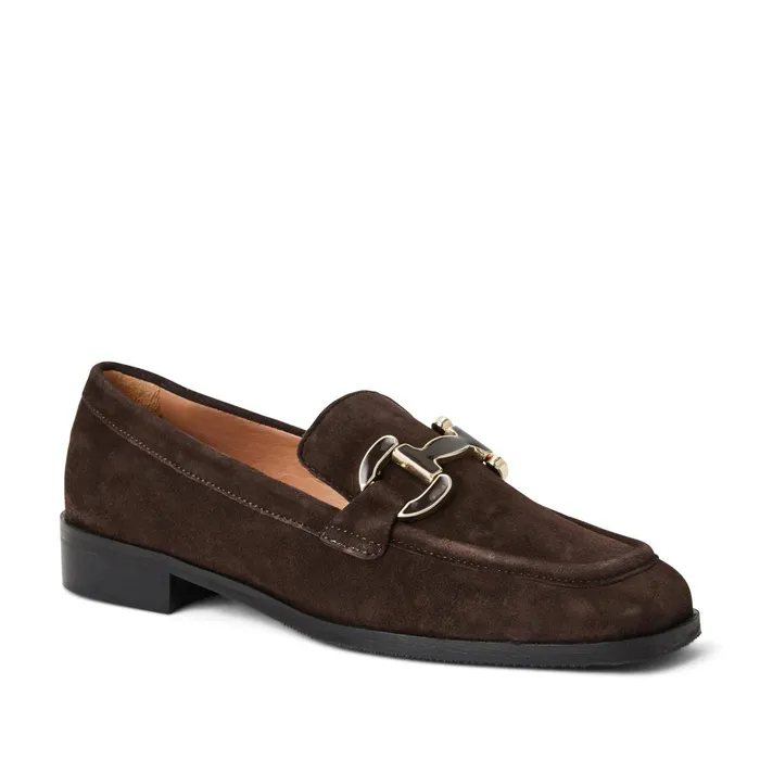 Bruno Magli Natalie Square Toe LoaferBrown Suede Women Flats and Loafers