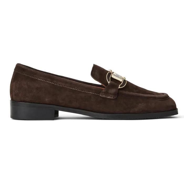 Bruno Magli Natalie Square Toe LoaferBrown Suede Women Flats and Loafers