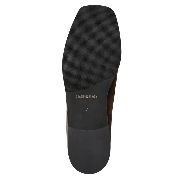 Bruno Magli Natalie Square Toe LoaferBrown Suede Women Flats and Loafers