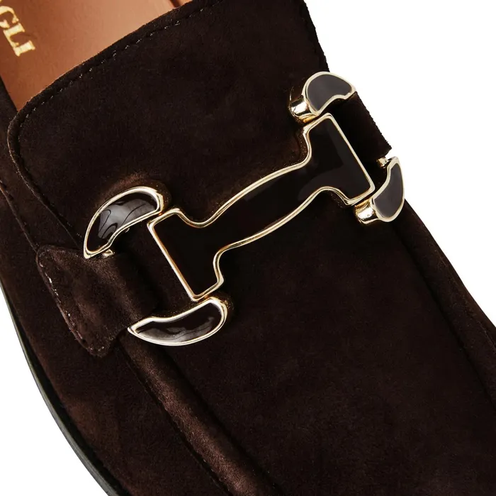 Bruno Magli Natalie Square Toe LoaferBrown Suede Women Flats and Loafers