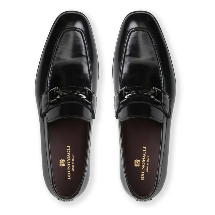 Bruno Magli Saffo Slip On Black Bit Loafer Black Leather Men Loafers and Slipons