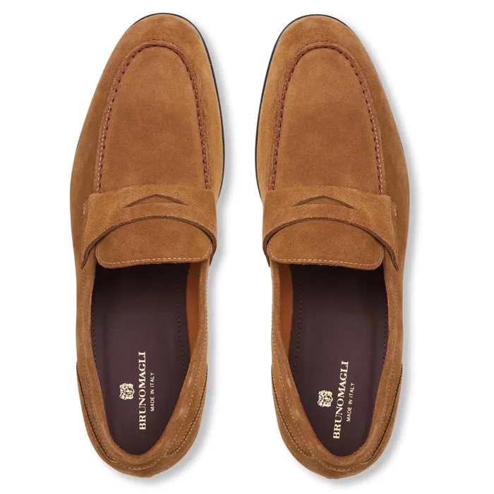 Bruno Magli Silas Suede Loafer 8211 Cognac Men Dress Shoes