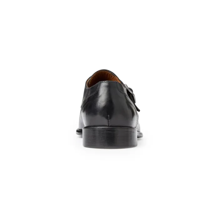 Bruno Magli Solero Classic Leather Single Monk StrapBlack Men Dress Shoes
