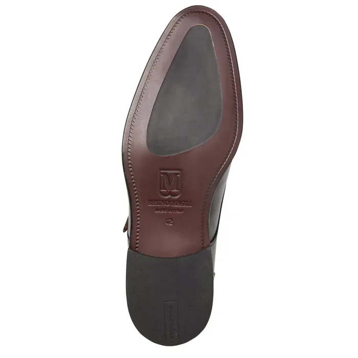 Bruno Magli Solero Classic Leather Single Monk StrapBlack Men Dress Shoes