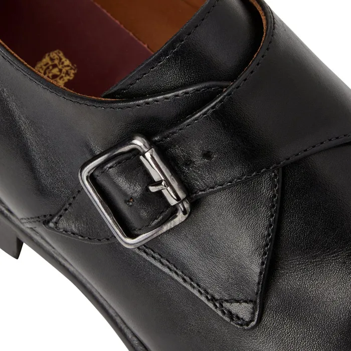 Bruno Magli Solero Classic Leather Single Monk StrapBlack Men Dress Shoes