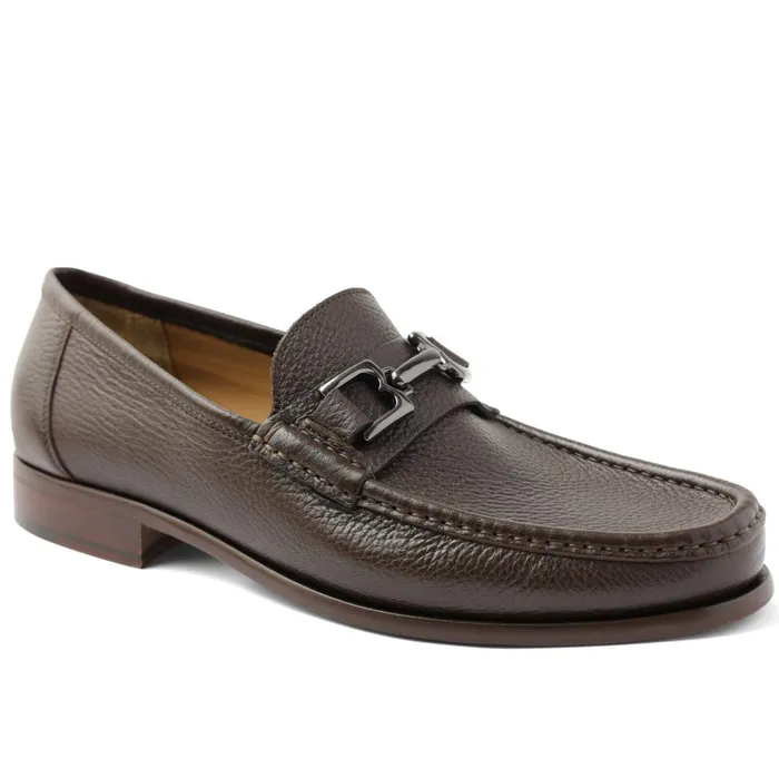 Bruno Magli Trieste Classic Leather Moccasin 8211 Dark Brown Cervo Men Dress Shoes