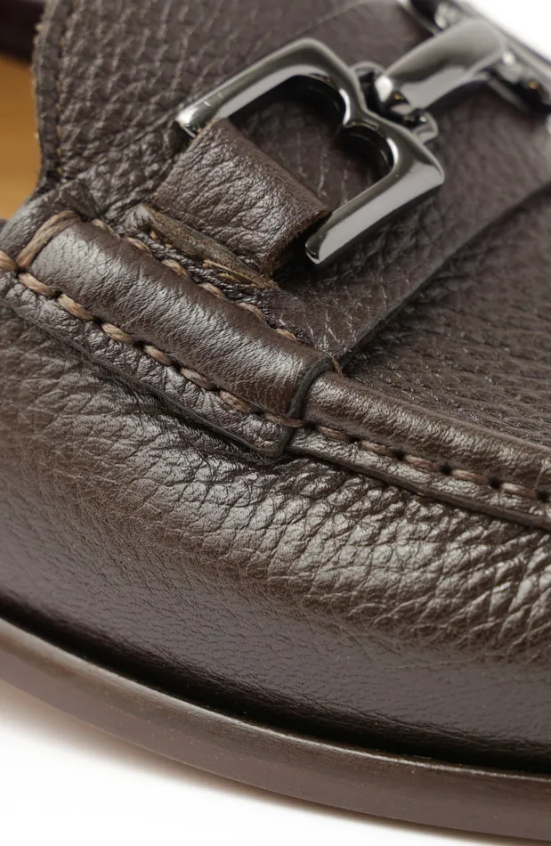 Bruno Magli Trieste Classic Leather Moccasin 8211 Dark Brown Cervo Men Dress Shoes
