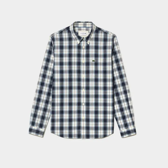 Button Down Shirts Men Lacoste Men039s Check Print Stretch Shirt White Navy Blue Xde Button Down Shirts Men Lacoste Men039s Check Print Stretch Shirt White Navy Blue Xde
