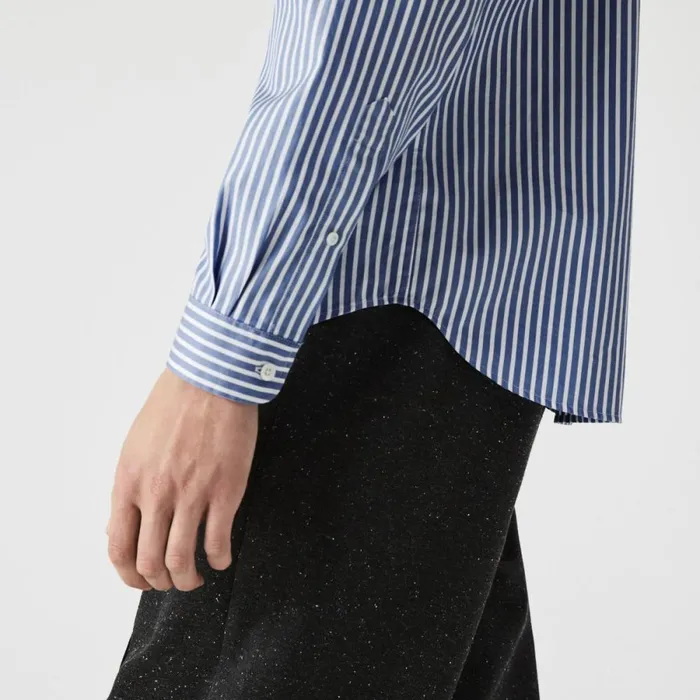 Button Down Shirts Men Lacoste Men039s Regular Fit Striped Cotton Shirt White Blue F6z