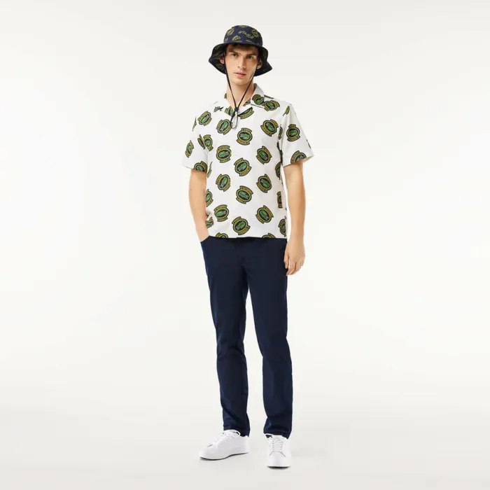 Button Down Shirts Men Lacoste Men039s UltraDry AntiUV Short Sleeved Golf Shirt White Yellow Black Iqh