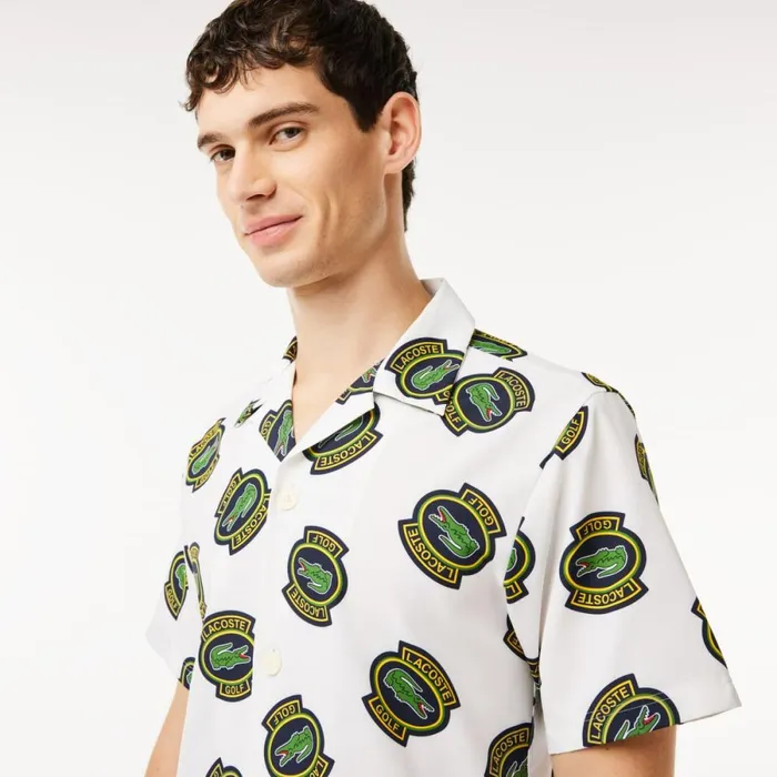 Button Down Shirts Men Lacoste Men039s UltraDry AntiUV Short Sleeved Golf Shirt White Yellow Black Iqh