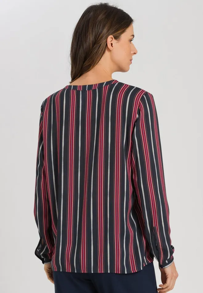 Button Front Shirt Marsala Stripe Women HANRO Lounge Tops