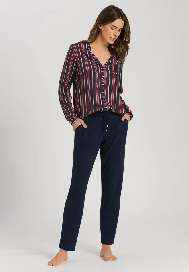 Button Front Shirt Marsala Stripe Women HANRO Lounge Tops