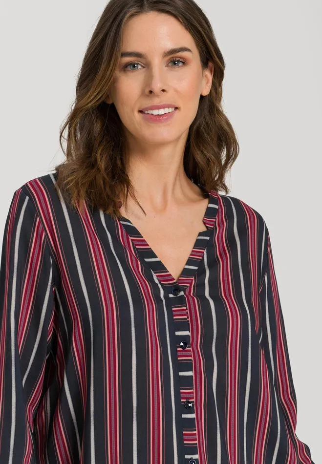 Button Front Shirt Marsala Stripe Women HANRO Lounge Tops