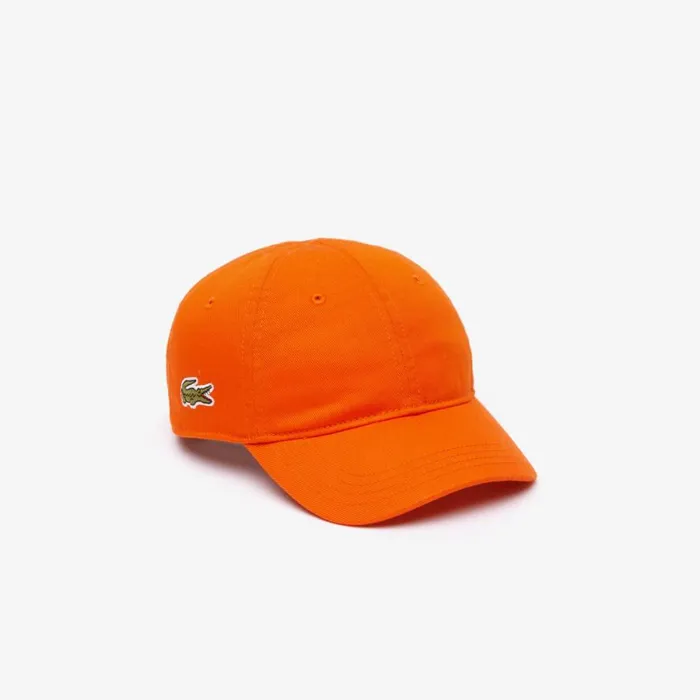 Caps and Hats MenKids Lacoste Kids039 Solid Gabardine Cap Sunrise Orange Sji