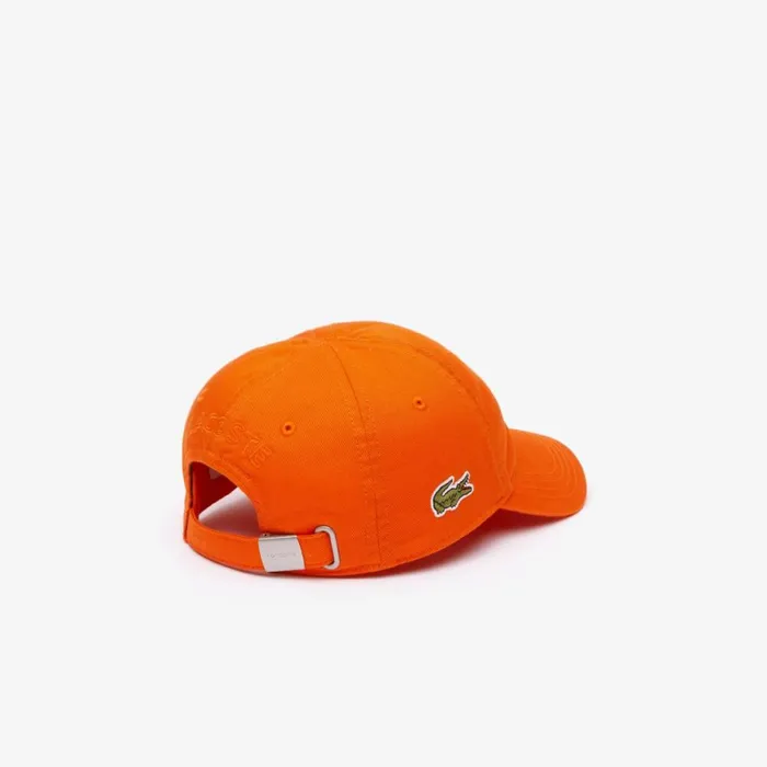 Caps and Hats MenKids Lacoste Kids039 Solid Gabardine Cap Sunrise Orange Sji