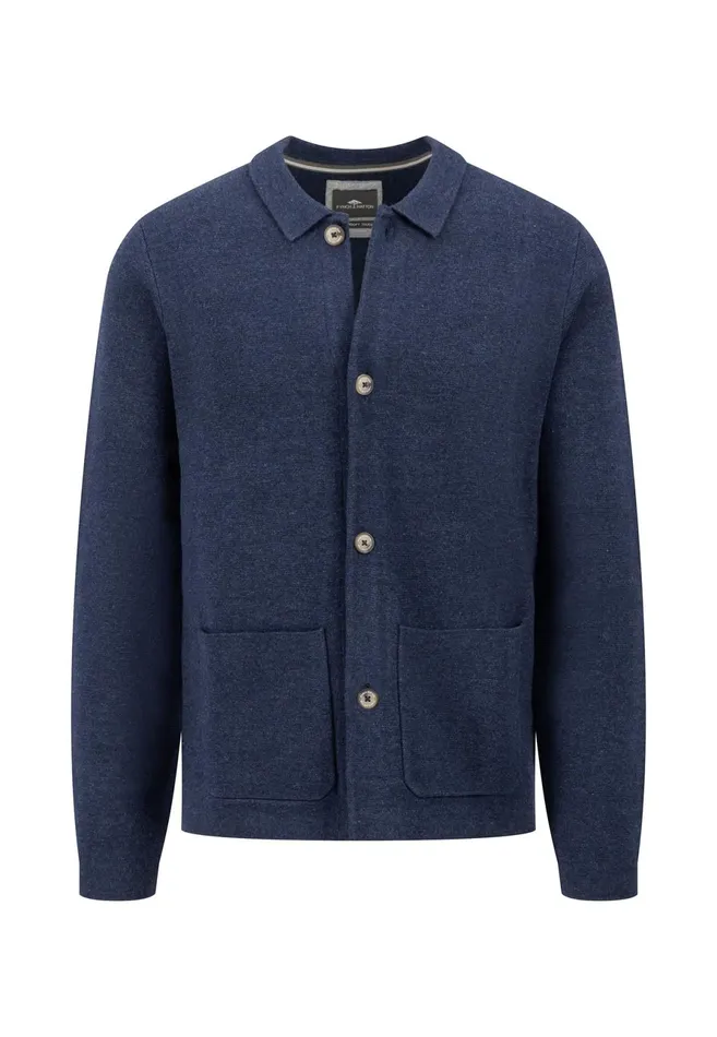 Cardigan Men FYNCHHATTON Part Jacket With Buttons And Stand up Collar Navysteel Cardigan Men FYNCHHATTON Part Jacket With Buttons And Stand up Collar Navysteel
