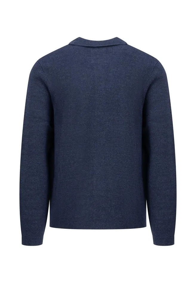Cardigan Men FYNCHHATTON Part Jacket With Buttons And Stand up Collar Navysteel
