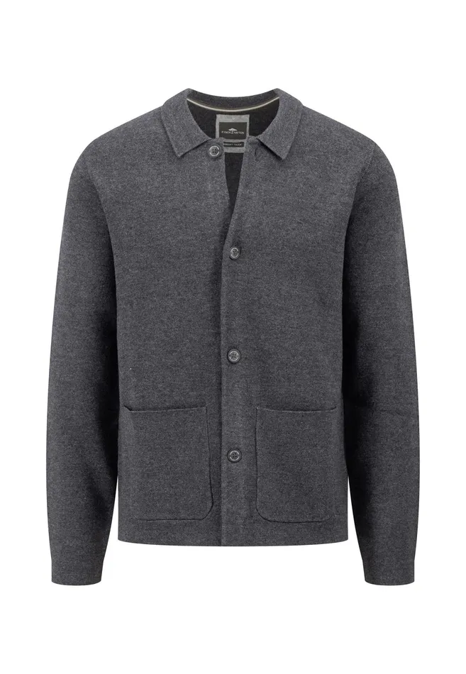 Cardigan Men FYNCHHATTON Part Jacket With Buttons And Stand up Collar Navysteel