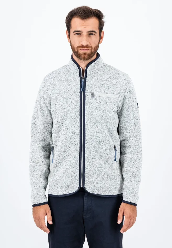 Cardigan Men FYNCHHATTON Part Jacket With Standup Collar And Contrast Details Light Graynavy Cardigan Men FYNCHHATTON Part Jacket With Standup Collar And Contrast Details Light Graynavy