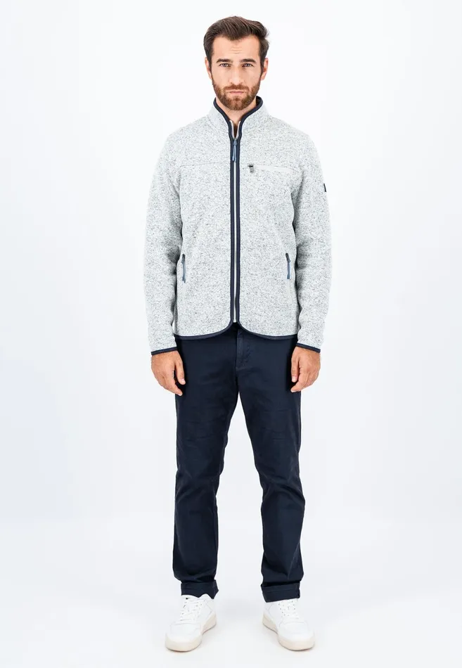 Cardigan Men FYNCHHATTON Part Jacket With Standup Collar And Contrast Details Light Graynavy