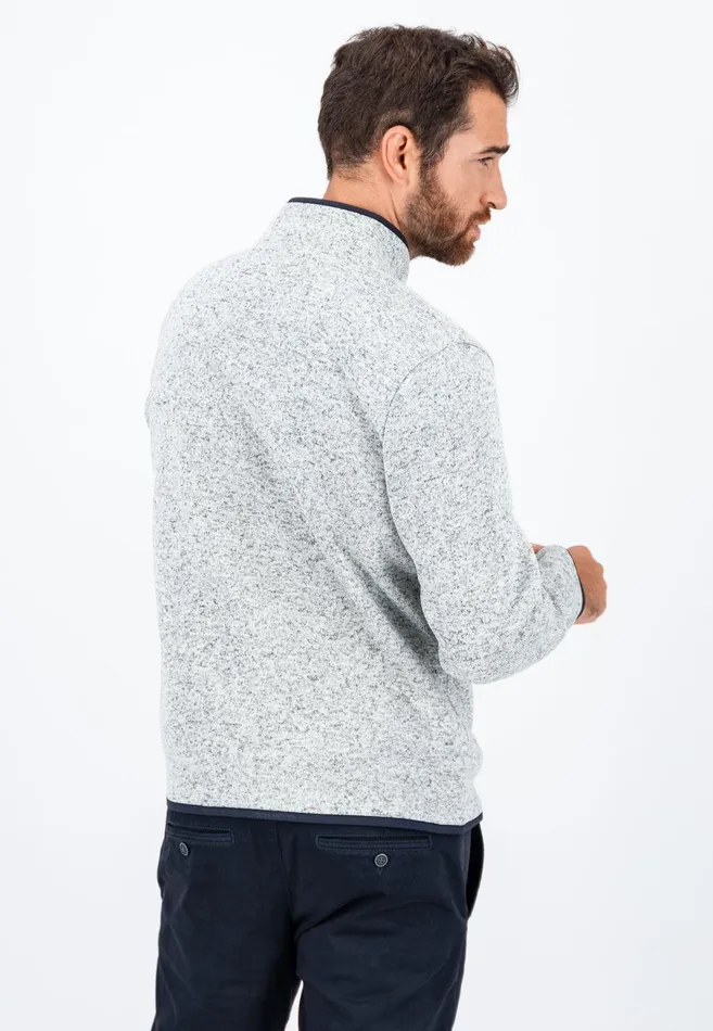 Cardigan Men FYNCHHATTON Part Jacket With Standup Collar And Contrast Details Light Graynavy