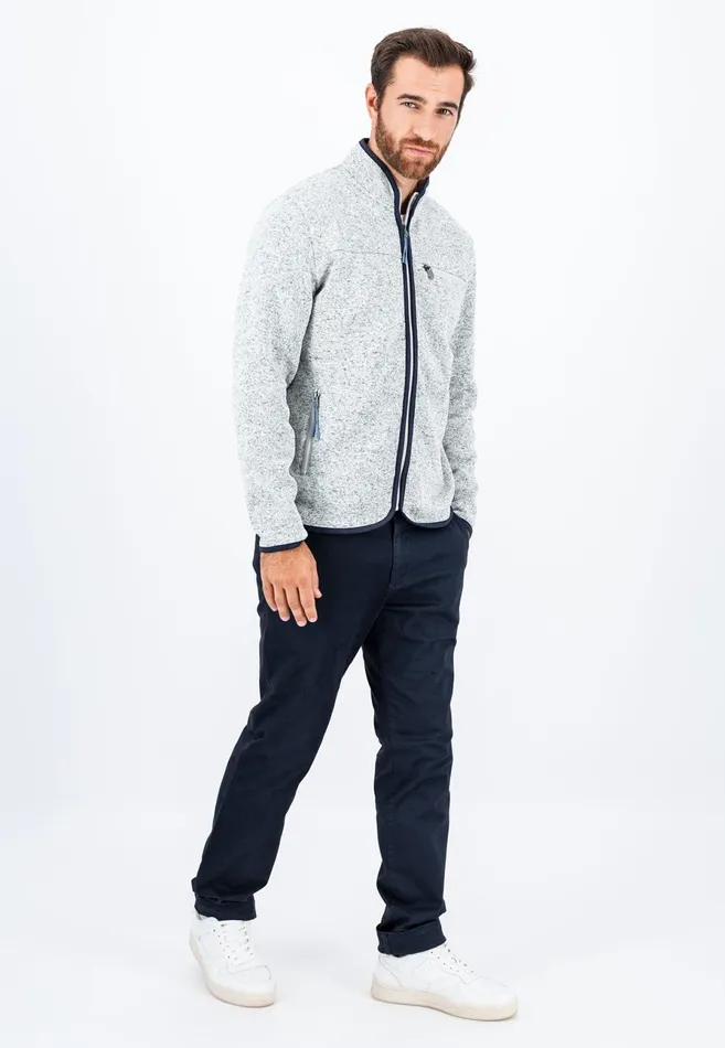 Cardigan Men FYNCHHATTON Part Jacket With Standup Collar And Contrast Details Light Graynavy