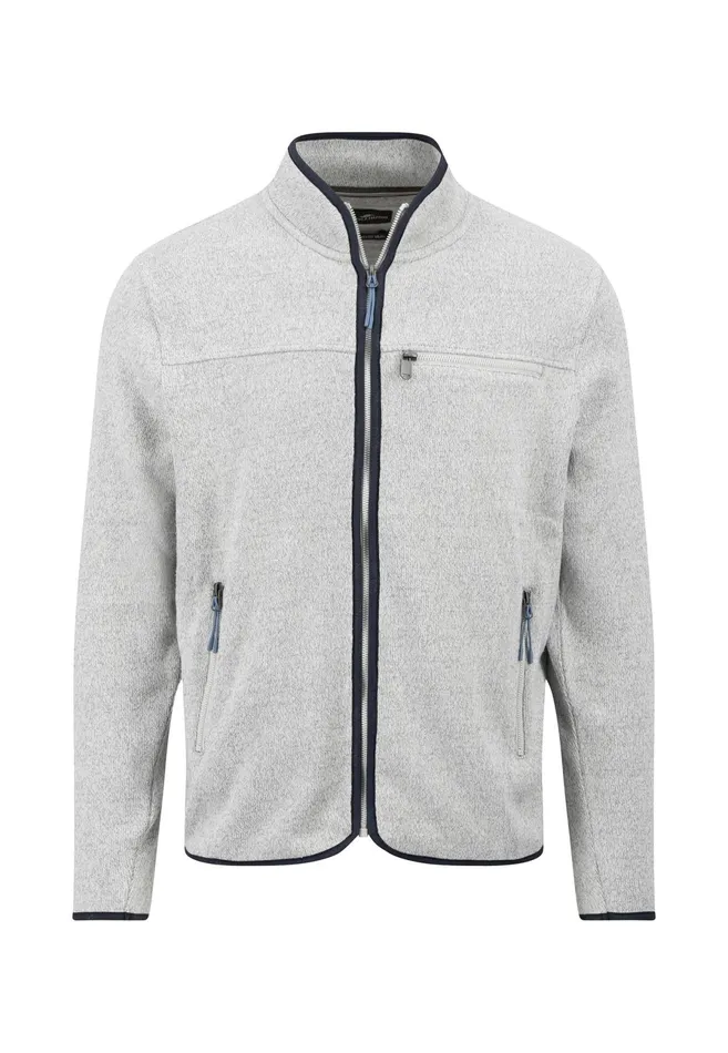 Cardigan Men FYNCHHATTON Part Jacket With Standup Collar And Contrast Details Light Graynavy