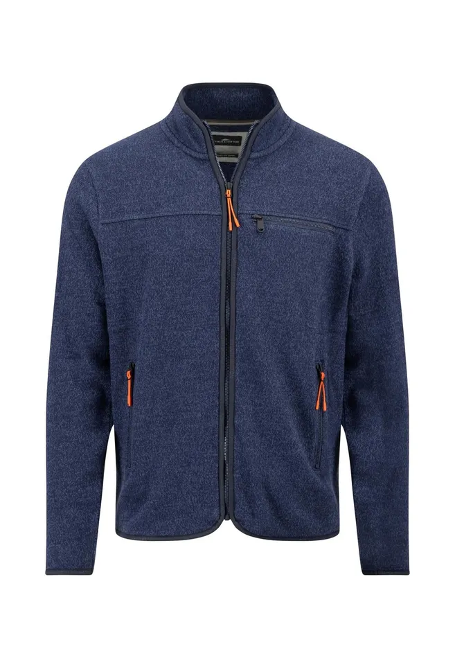 Cardigan Men FYNCHHATTON Part Jacket With Standup Collar And Contrast Details Light Graynavy