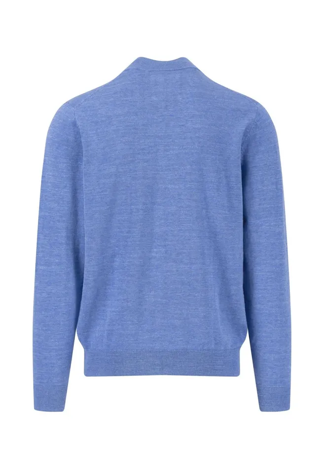 Cardigan Men FYNCHHATTON Parting Jacket Made Of Cotton With Leather Cippers Strong Blue