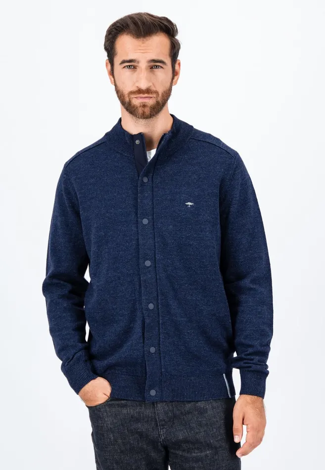 Cardigan Men FYNCHHATTON Parting Jacket Made Of Cotton With Push Buttons Navylight Gray Cardigan Men FYNCHHATTON Parting Jacket Made Of Cotton With Push Buttons Navylight Gray