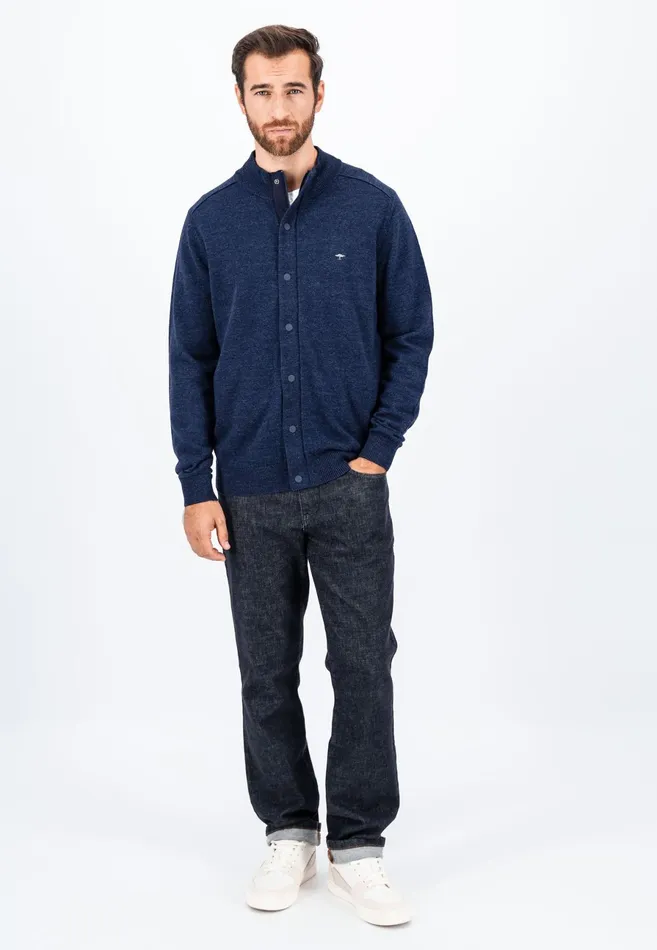 Cardigan Men FYNCHHATTON Parting Jacket Made Of Cotton With Push Buttons Navylight Gray