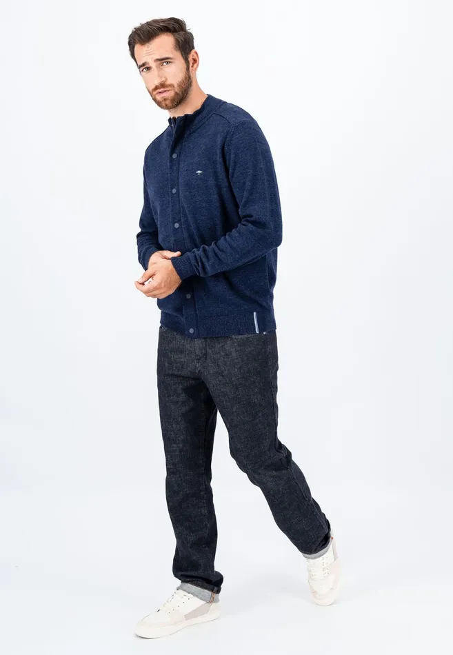 Cardigan Men FYNCHHATTON Parting Jacket Made Of Cotton With Push Buttons Navylight Gray